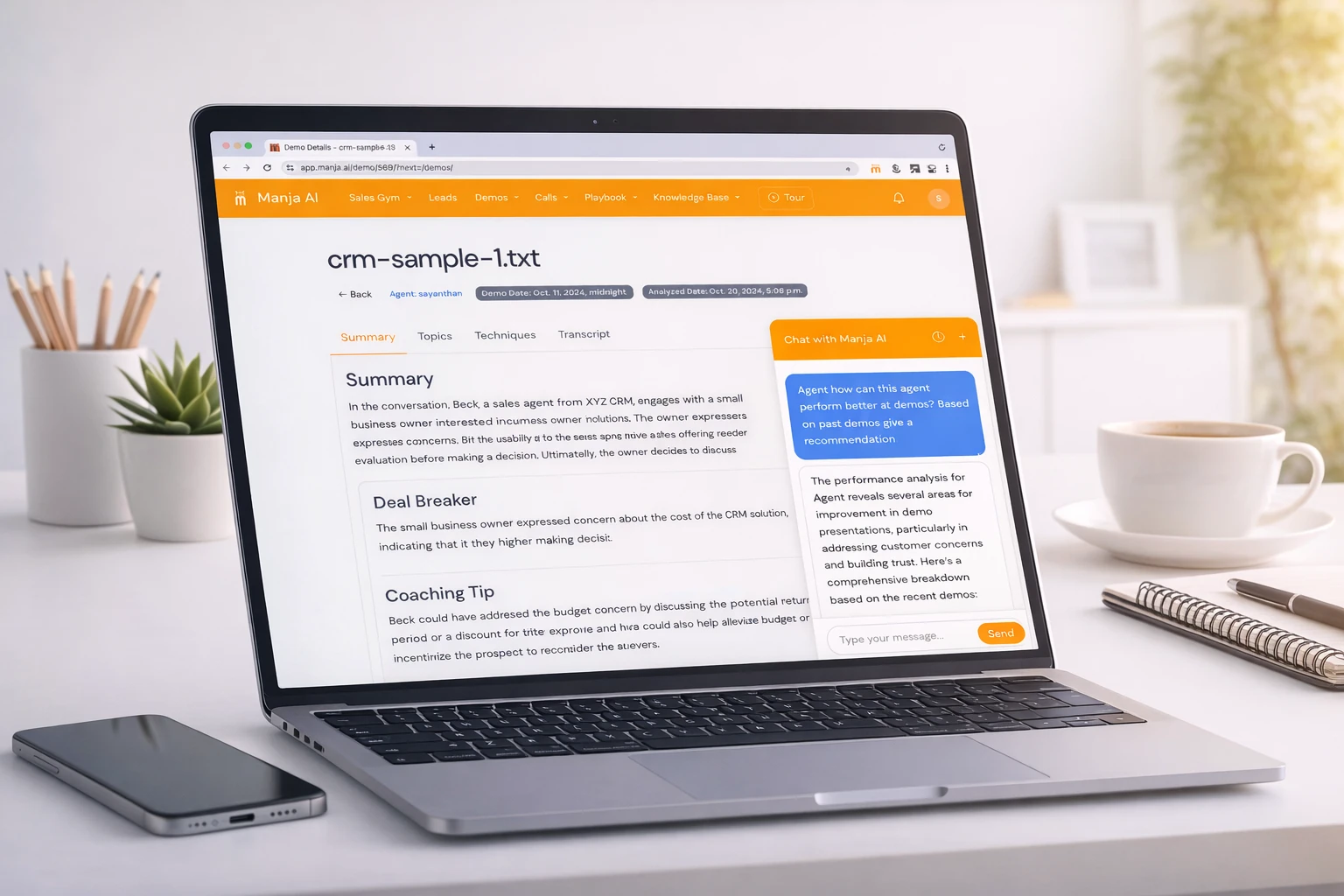 AI Sales Coach Interface